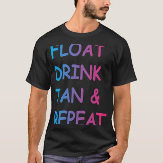 サマースイミングプールフロートドリンクタン&リピート Tシャツ