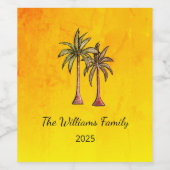 サマースイムプールパーティートロピカルパームツリーズ金ゴールド ワインラベル (シングルラベル)