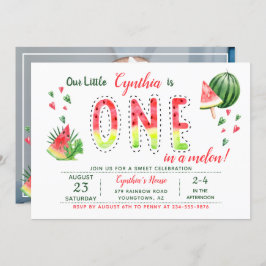 サマースイートスイカ最初の誕生日写真 招待状