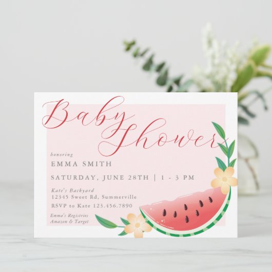 サマースイートスイカ赤ちゃんシャワー 招待状 (スタンド正面)