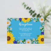 サマースカイブルーフローラウェディングレセプション エンクロージャーカード (スタンド正面)