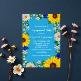 サマースカイブルーフローラ婚約パーティ 招待状