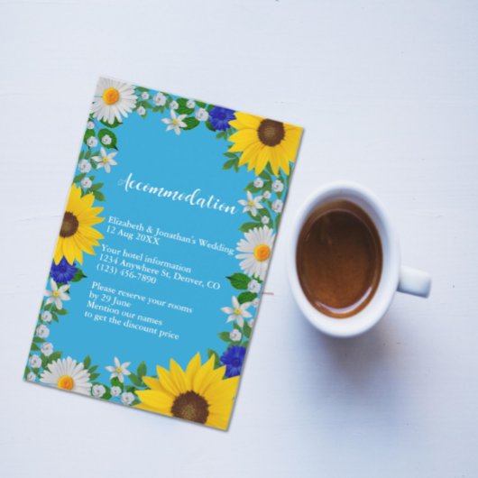 サマースカイブルーフローラ結婚ズアコモデーション エンクロージャーカード