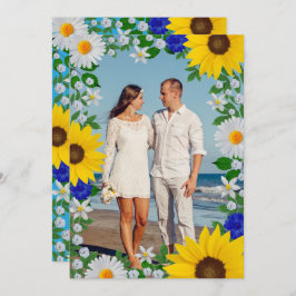 サマースカイブルーフローラ結婚ズ サンキューカード