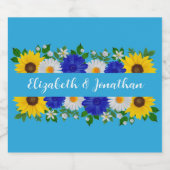 サマースカイブルーフローラ結婚ズ スパークリングワインラベル (シングルラベル)