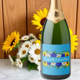 サマースカイブルーフローラ結婚ズ スパークリングワインラベル