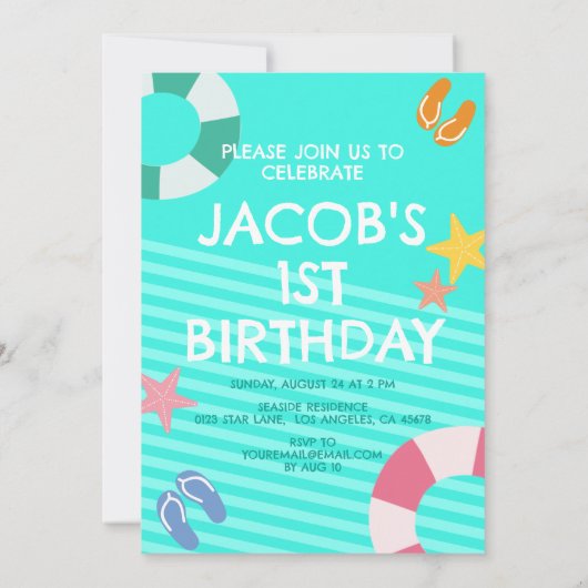 サマースカイブルーボーイズ1st誕生日 招待状 (裏面)