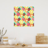 サマースタイリッシュカラフルフルーツデザイン ポスター (キッチン)