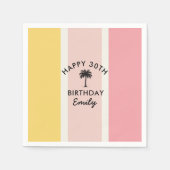 サマーストライプカバナ州沿岸30歳の誕生日 スタンダードカクテルナプキン (正面)