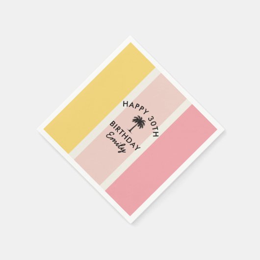 サマーストライプカバナ州沿岸30歳の誕生日 スタンダードカクテルナプキン (角)