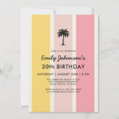 サマーストライプカバナ州沿岸30歳の誕生日 招待状 (正面)