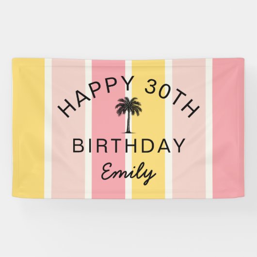 サマーストライプカバナ州沿岸30歳の誕生日 横断幕 (横)