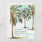 サマーストリングライツパームツリー結婚式招待状 招待状 (正面)
