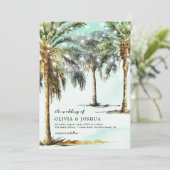 サマーストリングライツパームツリー結婚式招待状 招待状 (スタンド正面)