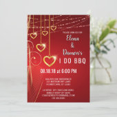 サマーストリングライト金ゴールドハートI Do BBQ招待状 招待状 (スタンド正面)