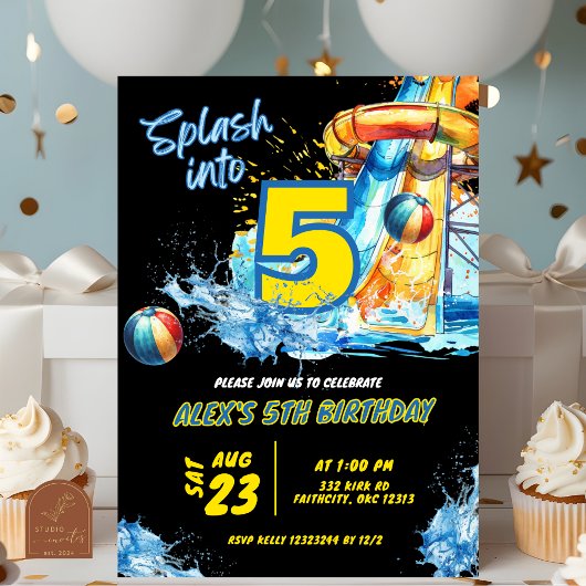 サマースプラッシュを5プールパーティの招待状 招待状