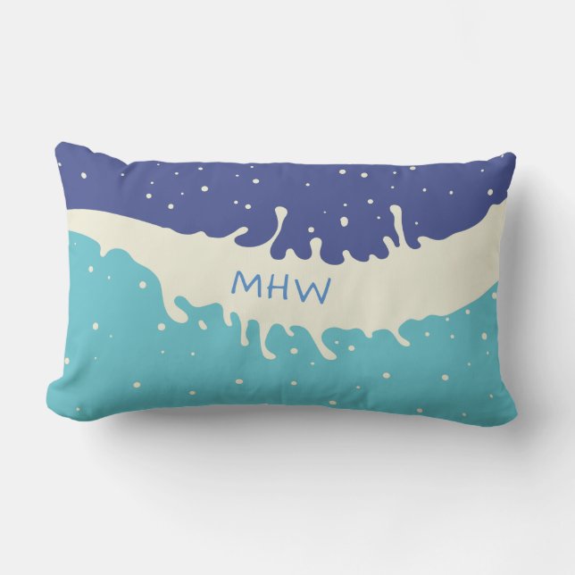 サマースプラッシュカスタムモノグラム装飾用クッション アウトドアクッション (正面)