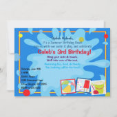 サマースプラッシュプールパーティー誕生日招待状 招待状 (正面)