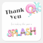 サマースプラッシュ先生サンキューステッカー スクエアシール (正面)