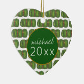 サマースリープウェイキャンプグリーンスリーピングバッグ セラミックオーナメント (右)