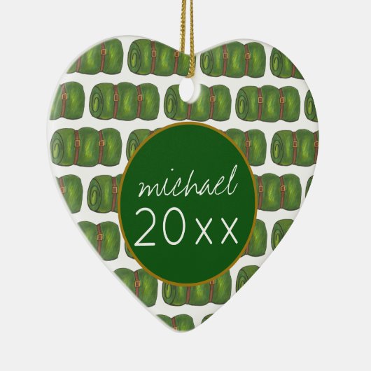 サマースリープウェイキャンプグリーンスリーピングバッグ セラミックオーナメント (右)