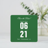 サマーズグリーン無地の色の結婚式|Save the Date (スタンド正面)