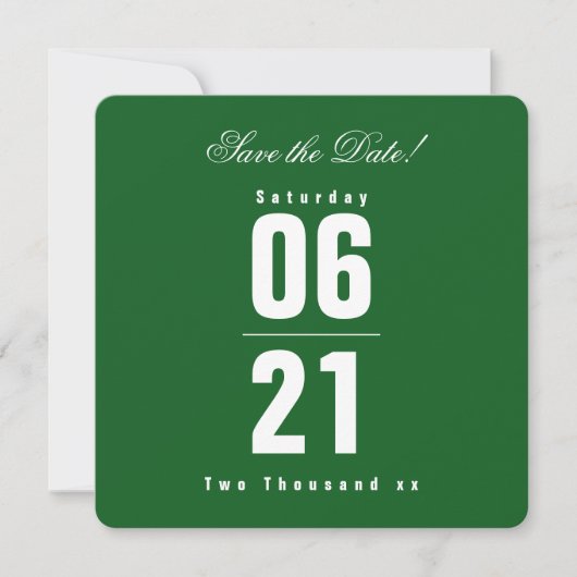サマーズグリーン無地の色の結婚式|Save the Date (正面)