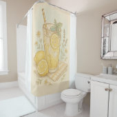 サマーズスウィートスクパステルレモネードイラストレーション シャワーカーテン (インサイチュ)
