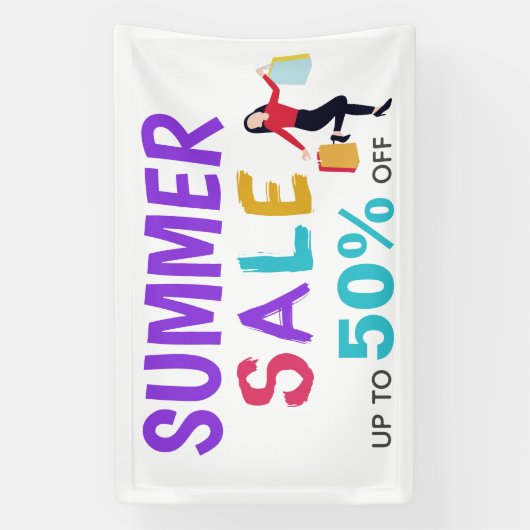 サマーセカラフルールショッピングレディー 横断幕 (縦)