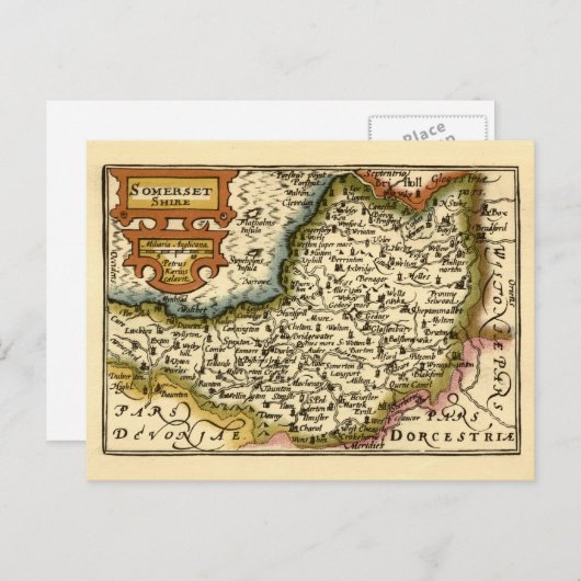 サマーセットカウンティイングランド古古古古古古古美術館地図 ポストカード (正面/裏面)