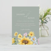 サマーセージ緑ひまわりモノグラム結婚ズ 招待状 (スタンド正面)
