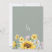 サマーセージ緑ひまわりモノグラム結婚ズ 招待状 (裏面)