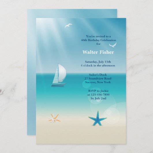 サマーセーリング招待状 招待状 (正面/裏面)
