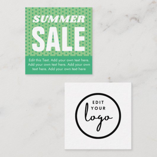 サマーセールカード – 緑 エンクロージャーカード (正面/裏面)