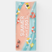 サマーセールビーチショップ50%オフ販売 横断幕 (縦)