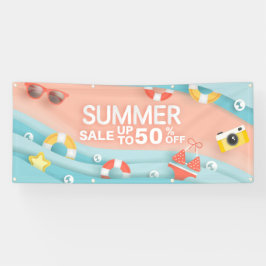 サマーセール ビーチショップ 50% オフ セール 横断幕