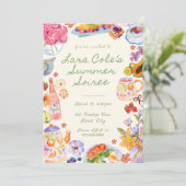 サマーソワレーの招待状 手描きの食べ物と飲み物 紅茶 招待状 (スタンド正面)