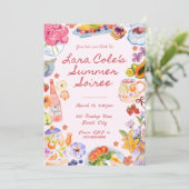 サマーソワレーの招待状 手描きの食べ物と飲み物 紅茶 招待状 (スタンド正面)