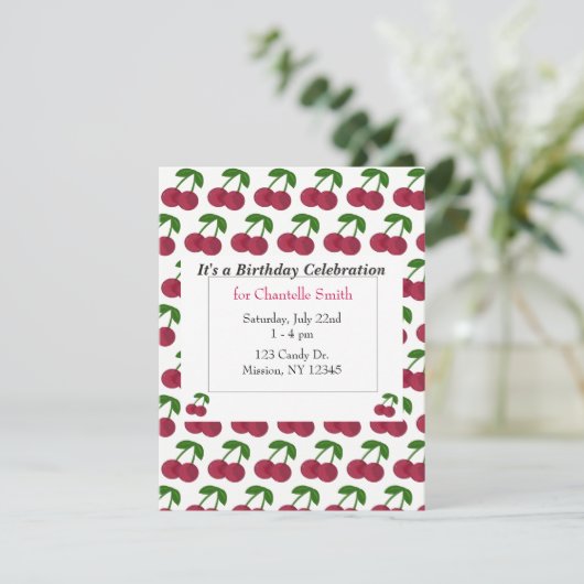 サマータイムさくらんぼ誕生日 招待状 (スタンド正面)