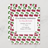 サマータイムさくらんぼ誕生日 招待状 (正面/裏面)