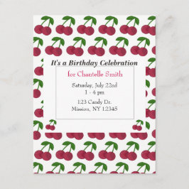 サマータイムさくらんぼ誕生日 招待状