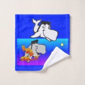 サマータイムのクジラのキャラクター バスタオルセット (ウォッシュタオル)