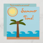 サマータイムアイランドBBQパーティの招待状 招待状 (正面/裏面)
