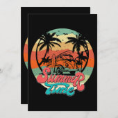 サマータイムサーフおもしろいビーチファミリーバケーションマッチ 招待状 (正面/裏面)