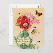 サマータイムヴィンテージフローラポピー ポストカード (正面/裏面)