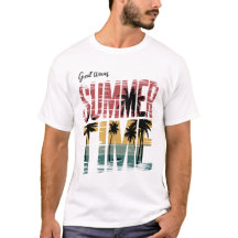 サマータイム – レトロビーチサンセットパームツリーズグラギ