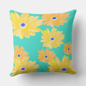 サマーターコイズイエローフローラ装飾用クッション クッション (裏面)