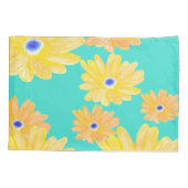 サマーターコイズイエローフローラ装飾用クッション 枕カバー (裏面)