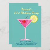 サマーターコイズ21歳誕生日パーティの招待状 招待状 (正面/裏面)