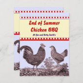 サマーチキンBBQ招待状カード 招待状 (正面/裏面)